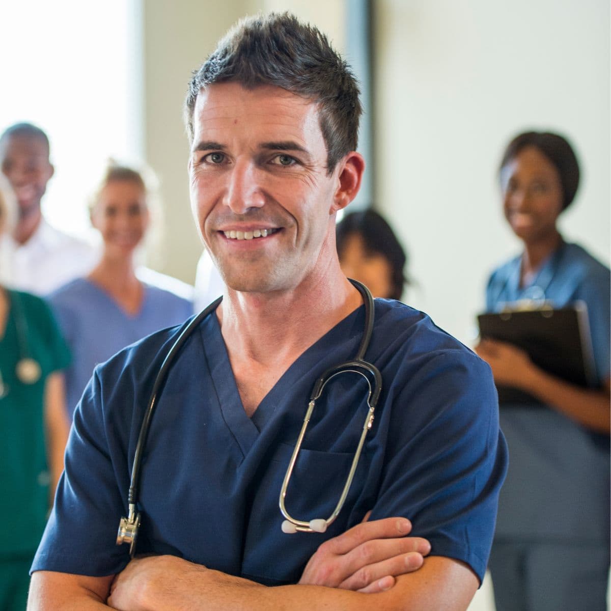 Emergency Medicine male in scrubs