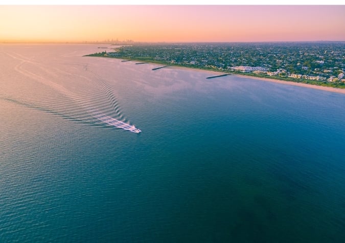 boat at sunset in australia