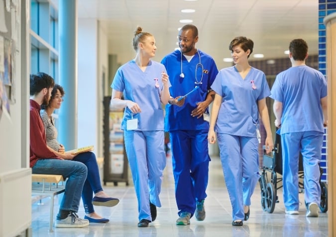 energency doctors in hospital corridor